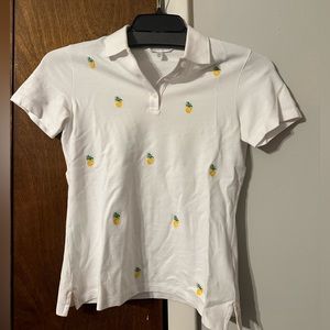 Brooks Brothers White Pineapple Embroidered Polo